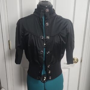 Forever 21 Black Bomber Jacket with Button Details